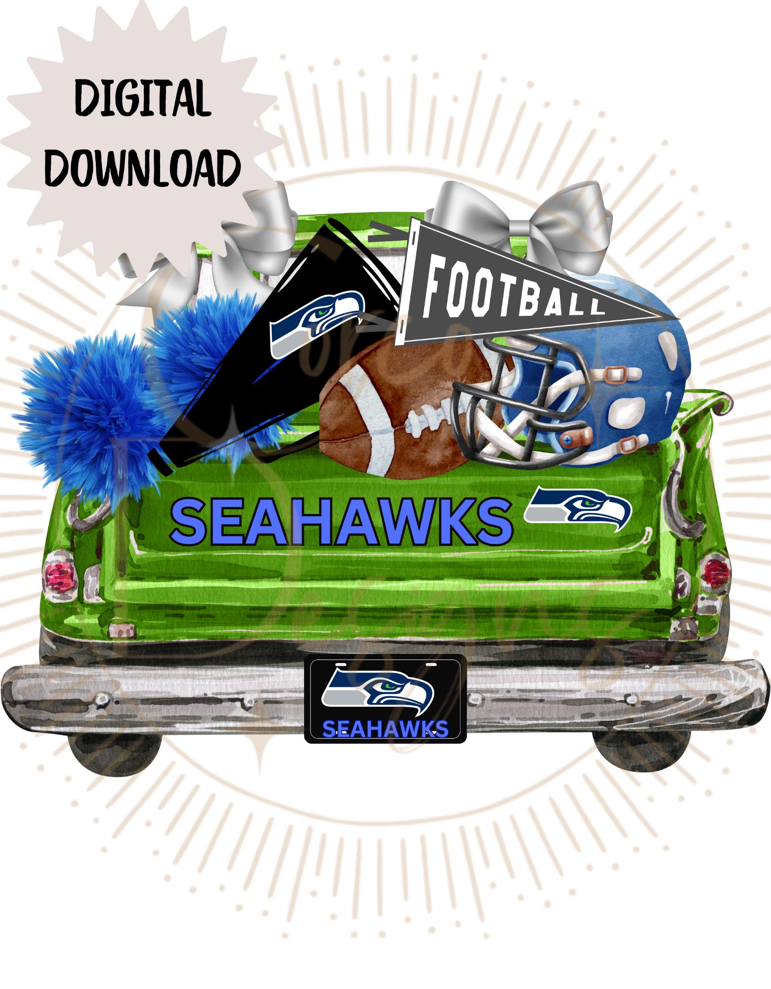 Vintage Truck Seahawks Youth Football Cheer Design, PNG Digital Download, Sublimation, Shirt, dtf, uvf  ,Coffee Mug, Jersey, Spirit Wear