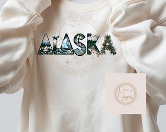 Alaska Lettering, PNG Digital Download, Sweatshirt Design, Alaska Design, Shirt Design, Mug, Alaska Cruise, State Design, Alaska Fishing