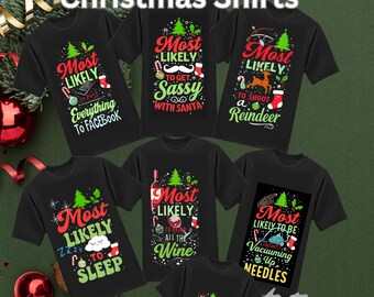 Family T-shirt Digital Design Bundle Custom Shirts 6 Adult Shirts, 2 Toddler, 2 Dog Christmas Shirts, Funny Designs, Ugly Sweater