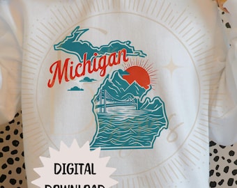 Michigan State Mackinac Bridge SVG, PNG Digital Download, Sweatshirt Design, Michigan Design, Pure Michigan, Up North Michigan, Shirt Design
