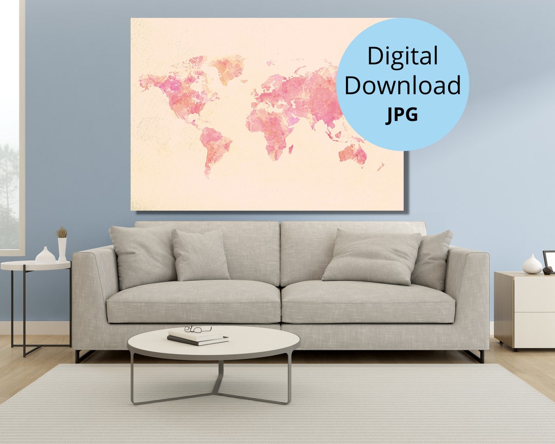 World Map Printable Art World Map Poster World Map Modern - Etsy UK