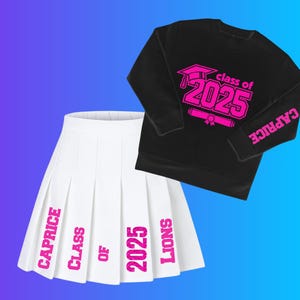 Graduation Senior Outfit Set - Personalized Sweater and Skirt set - Graduation Stole - Senior Szn Set - Class of 2025 - School Spirt