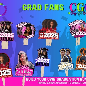 Graduation Fan - Personalized Graduation Big Heads on a Stick - Custom Gift for Graduate - Grad Szn 2025