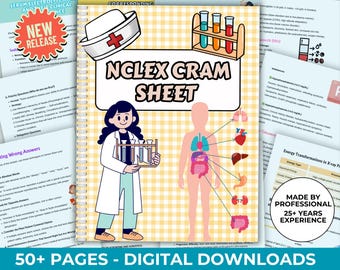Hoja de estudio de NCLEX: Guía de estudio de enfermería 2025 (Descarga digital)