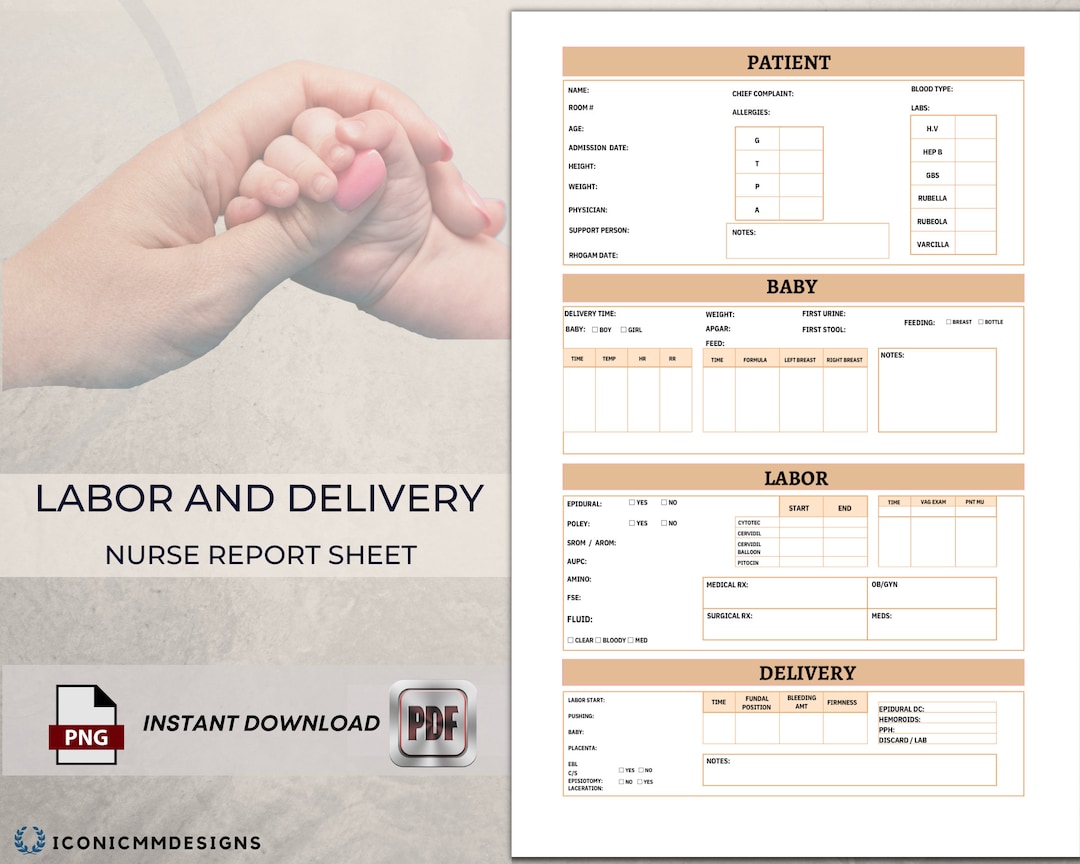 Labor and Delivery Report Sheet Labor and Delivery Nurse - Etsy Finland