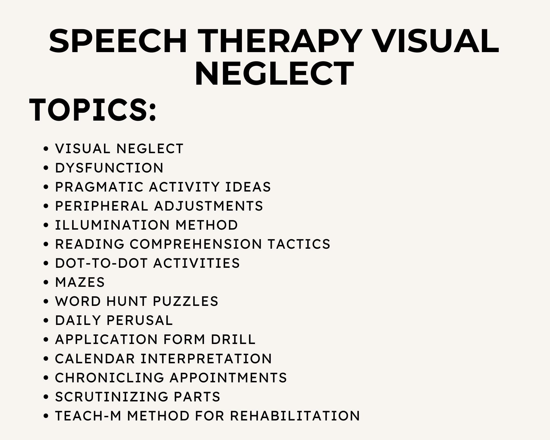 Visual Neglect Speech Therapy Pack: Worksheets & Handouts (PDF) - Etsy
