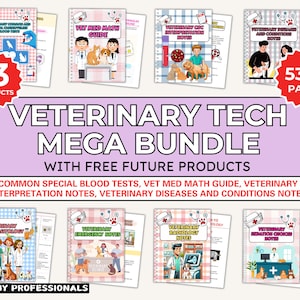 530+ SEITEN Veterinary Nurse Study Guide Wholeshop Bundle, Tierpfleger Notizen, Notizbuch für Tierartzler Medizin