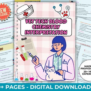 Vet Tech Blood Chemistry Interpretation, Vet nurse lab values Vet Nursing notes Veterinary Technician Notebook Vet Medical Student Book