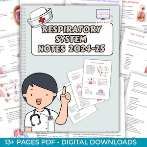 Respiratory System Nursing Study Guide -  Respiratory Notes - Med Surg Study guide - Nursing bundle - nursing Notes - Nursing School Notes