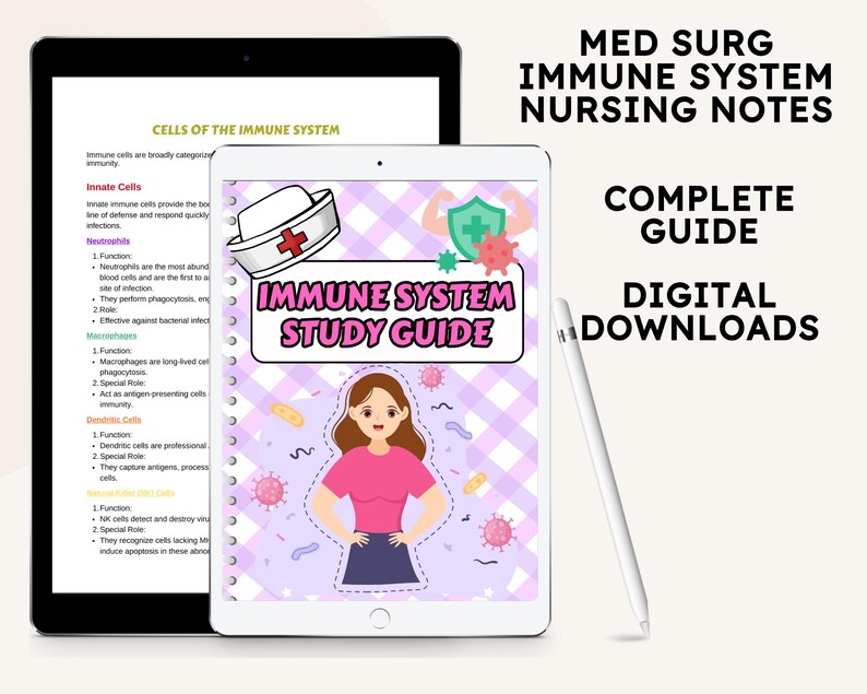 Immunology Nursing Notes: Immune System Study Guide (digital Download ...