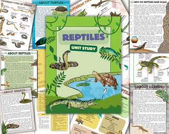 Reptiles Unit Study: Montessori Cards, Puzzles, Worksheets