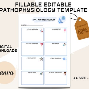 Modelo editável de fisiopatologia | Modelo de estudo Med Surg | Modelo de processo de doença | Mapa conceitual de doenças | Modelo de nota Patho | Enfermagem
