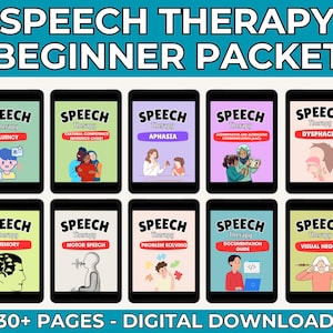 Adult Speech Therapy Beginner Packet, Speech-Language pathologist, SLP, Speech Therapy, Goal Bank, templates, materials, aphasia, dysphagia
