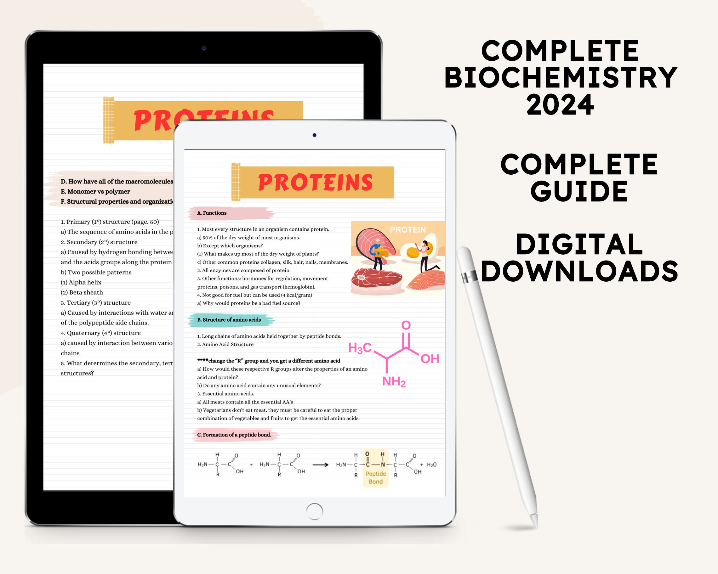 Biochemistry & Organic Chemistry Notes, MCAT Study Guide (digital ...