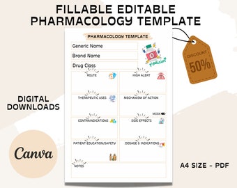 Editable Pharmacology Template – Nursing Study Guide (Digital Download)