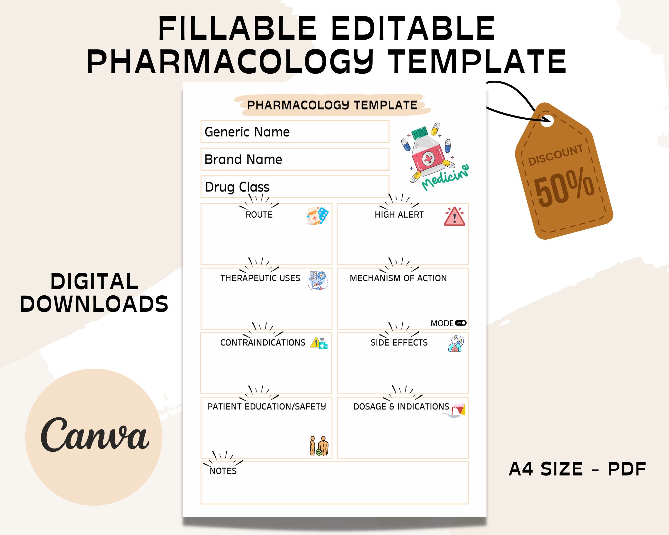Editable Pharmacology Template Note Taking Template Med Surg Template Editable Pharmacology Template Note Taking Template Med Surg Template