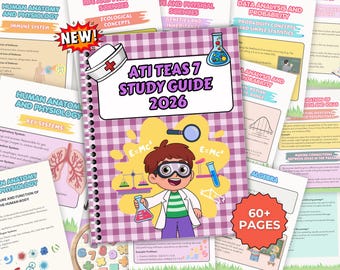 ATI TEAS 7 Studienführer 2026, Englisch, Englisch, Mathe & Lesen (Digitale Downloads)