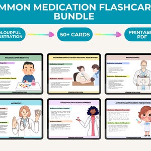 Flashcards sur les médicaments courants | Médicaments Nclex | Administration des médicaments | Notes d'allaitement | Guide d'allaitement | Cartes éclair sur les soins infirmiers 2025