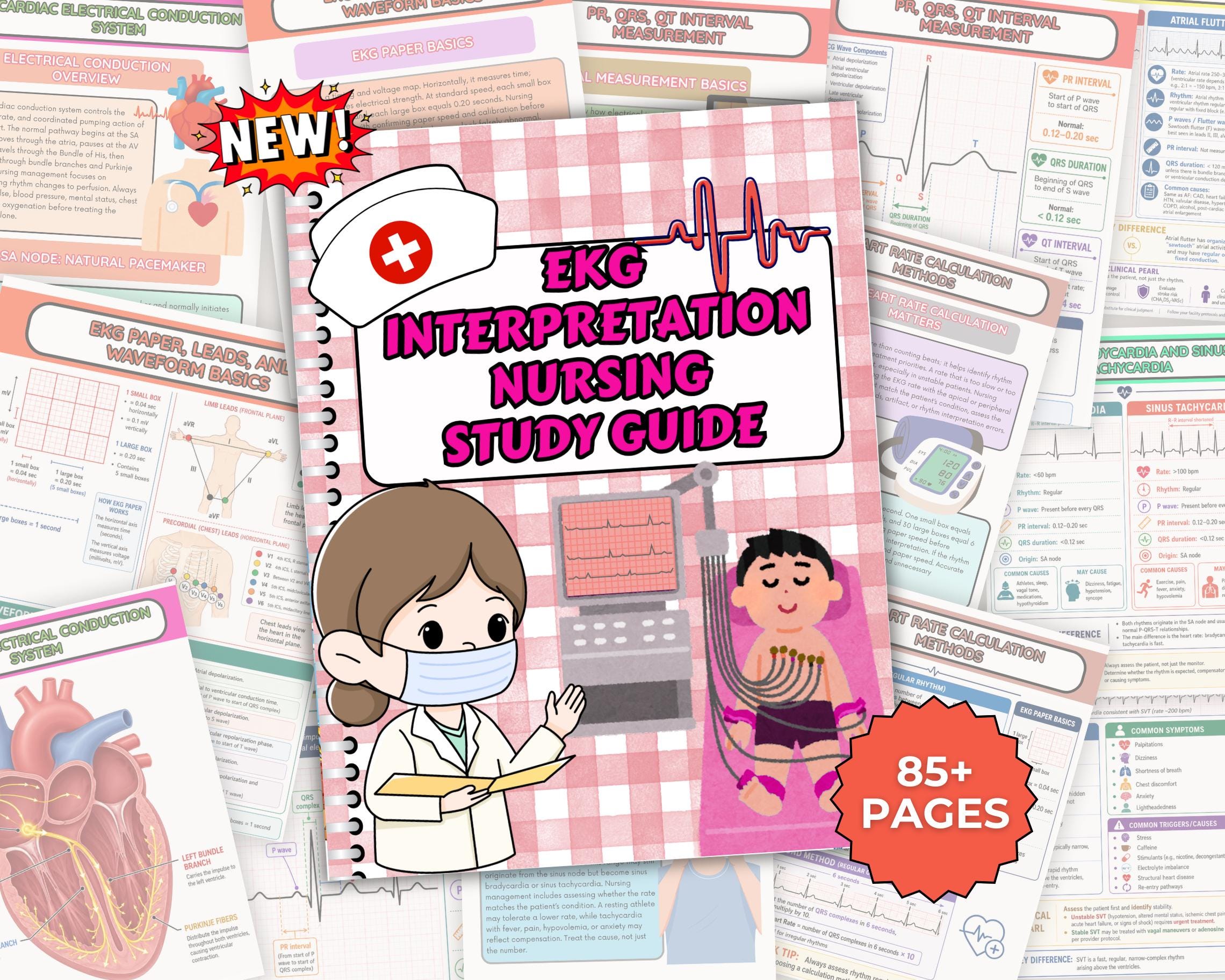 EKG Interpretation Nursing Study Guide – Cardiac Rhythms, Version 1 & 2 ...