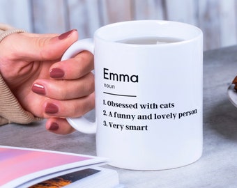 Personalisierte Tasse mit Namen Definition, Definition Namenstasse, Geschenk für sie ihn Mama Papa Kollegen, Lustiges Geschenk für Papa oder Mama, Geschenk für die beste Freundin
