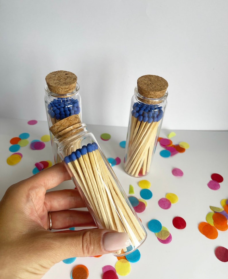 Large Royal Blue Matches Matches in Jar Safety Matches Etsy UK