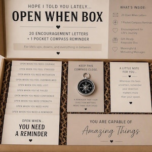 Open When Letters Box, Encouragement Gift, Pocket Compass Reminder
