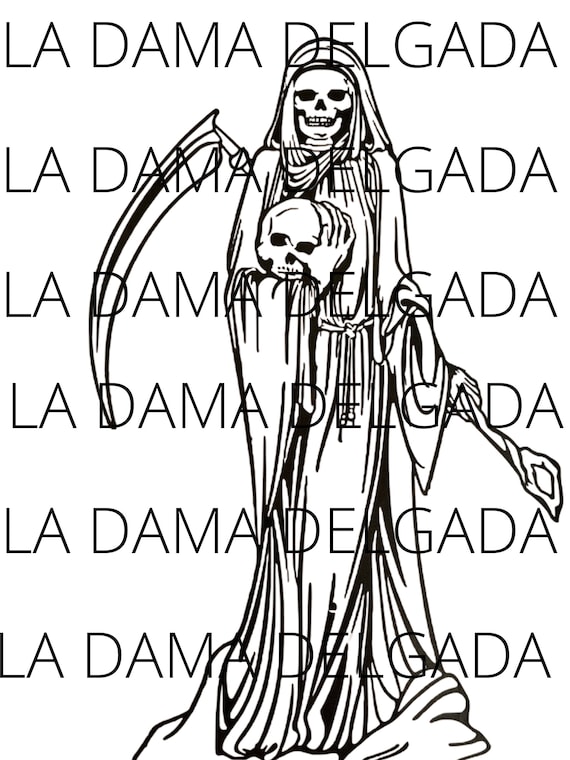 Santa Muerte Outline Poster 1824 - Etsy