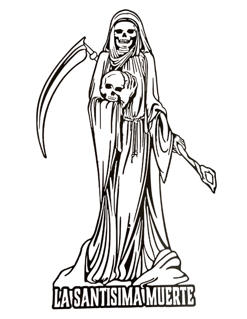 Santa Muerte Outline Poster 1824 Etsy