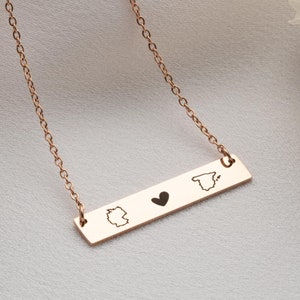 Personalisierte Zwei Länder / Umrisse Halskette - Umzug Geschenk - Fern Beziehung Geschenk - WEIHNACHTSSCHMUCK für BFF Mom