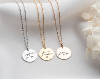 Actual Handwriting Necklace Kids Handwriting Jewelry Memorial Keepsake Signature Necklace Mothers Day Gift for Mom / Grandma / Wife