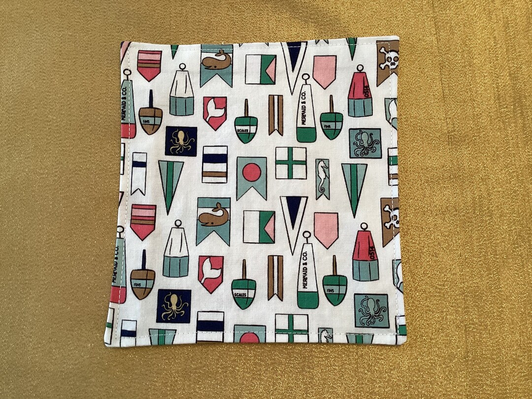 Sip and Sail Fabric Cocktail Napkins, Hostess Gift, Set of 6 Cloth