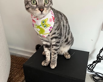 Cat Themed Cat Bandana, Snap Closure