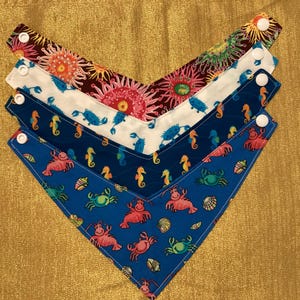 Ocean Themed Cat Bandana, Snap Closure