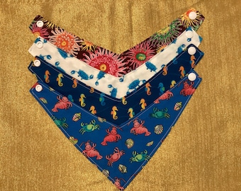 Ocean Themed Cat Bandana, Snap Closure