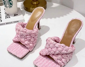 Women Shoe Pink Twisted  Mules