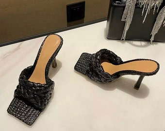 Women Shoe Black Twisted  Mules