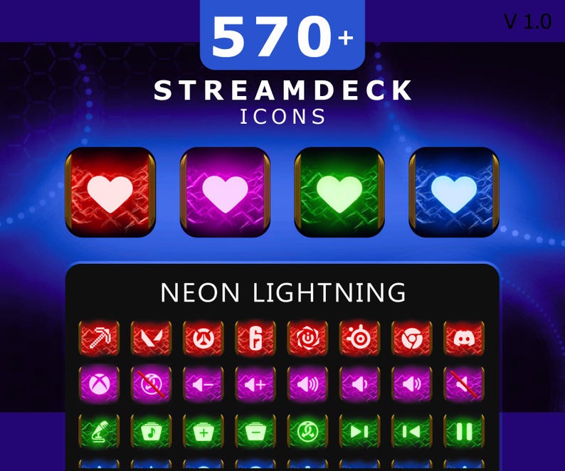 Neon Lightning Streamdeck Icon Set [~ 570+!!] - Etsy