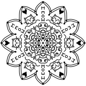 Mandala Kitty PNG, JPG, PDF Katze im Mandala, Meow Mandala