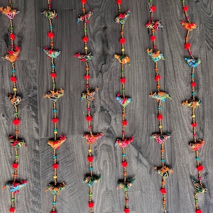 Set of 2,Indian Handmade Bird Hanging With Bells, Indian Bird garland, Bird Strings, Cloth Bird Hanging, Prosperity Hen, Boho Indian Decor