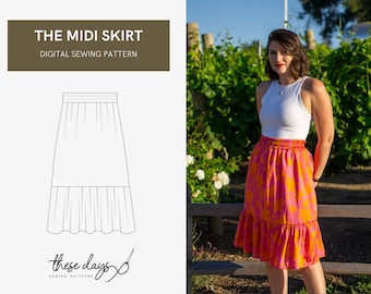 The Midi Skirt | Sizes 00-30 | Summer Digital Sewing Pattern Skirt