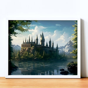 Wizard School Castle Painting, Wall Art, Printable, Instant Download Poster