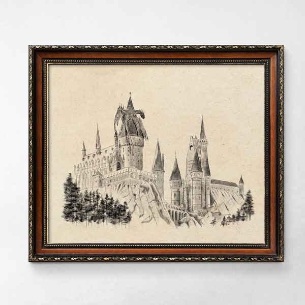 Hogwarts Vintage Wall Art, Printable, Instant Download Poster