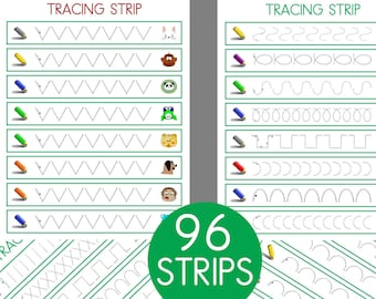 Animal Tracing Strips, Tracing Practice, Worksheets, Literacy Centers, Fine Motor Skills,Printable,Toddler, Preschool, Handwriting Practice