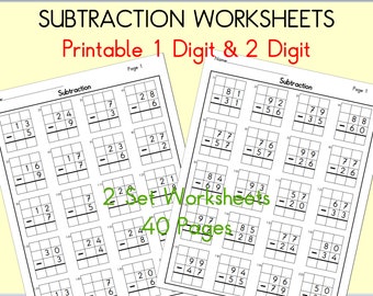 2nd Grade Subtraction Worksheets | 2-Digit Math Practice PDF (40 Pages)