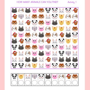 Printable Animals Search and Count, Counting, Coloring, Homeschool ...