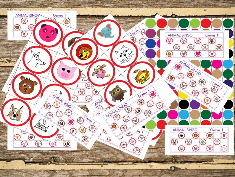 Animal Bingo Cards Printable Animal Party for Kids Toddler Etsy