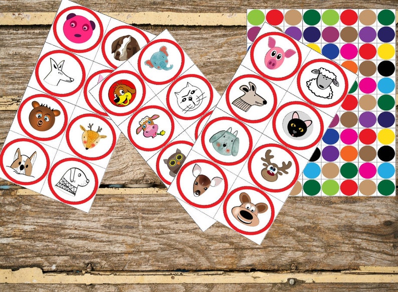 Animal Bingo Cards Printable Animal Party for Kids Toddler Etsy