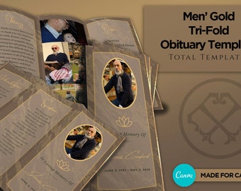 Tri Fold Funeral Program Template | Editable In Canva | Funeral Program Template Trifold