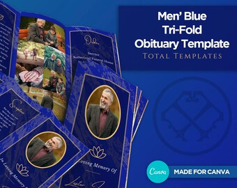 Tri Fold Funeral Program Template | Editable In Canva | Funeral Program Template Trifold