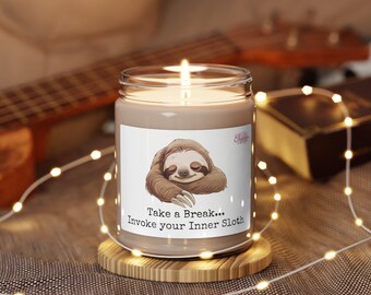 Sloth Scented Soy Candle – 9oz, Library Candle, Home Decor
